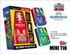 A product shot of UEFA EURO 2024 trading card mini tins and a booster box. Produktbild-Vorschau