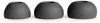 Three dark gray earbud tips arranged in a row on a white background. Produktbild-Vorschau