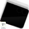 A black screen protector is shown at an angle, with a graphic overlay indicating its protective qualities. Produktbild-Vorschau