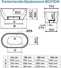 Freistehende Badewanne BOSTON 142 cm Produktbild-Vorschau 5