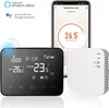 A smart thermostat system with a display unit, a receiver unit, and a smartphone app interface shown. Náhled obrázku produktu