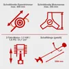 Diagrams and specifications for a garden tool. Produktbild-Vorschau