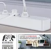 A collage showing a white power strip with plugs and a desk setup with a laptop and lamp. Anteprima dell’immagine prodotto