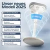 A marketing image for an ergonomic office stool, highlighting its features with text overlays and a 3D cone graphic. Produktbild-Vorschau