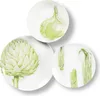 Three plates with vegetable illustrations are arranged on a white background. Podgląd zdjęcia produktu
