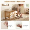 Banc en bambou avec coussin en similicuir, 100 cm, beige Voir les images du produit 5