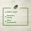 A marketing image with bullet points describing product features against a light wood background. Produktbild-Vorschau