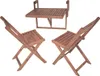 A wooden balcony table and two chairs are displayed against a white background. Produktbild-Vorschau