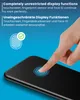 A hand is shown pressing a finger on a smartphone screen, with a fingerprint icon and text in English and German. Produktbild-Vorschau