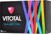 A product box for men's vitamins, featuring colorful stripes. Produktbild-Vorschau