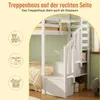 A white bunk bed with stairs and storage compartments, set against a pale green wall. Icons representing toys, books, and a teddy bear are displayed on the left. Anteprima dell’immagine prodotto