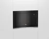 A built-in microwave oven is shown in a white cabinet. Voir les images du produit
