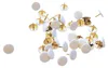 A collection of white-headed push pins scattered on a white background. Produktbild-Vorschau