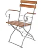 Biergarten Set Klapptisch + 4 Klappstühle klappbar mit Armlehne Stahl Akazieholz 120x70cm Voir les images du produit