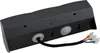 A black power strip with three outlets and two USB ports, viewed from a diagonal angle. Produktbild-Vorschau