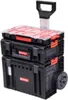 A stack of toolboxes with a retractable handle and wheels. Anteprima dell’immagine prodotto