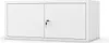 A white metal cabinet with two doors and a key lock. Produktbild-Vorschau