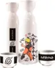 A white ceramic sake set with Naruto characters and symbols. Náhled obrázku produktu