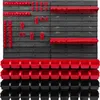 A wall-mounted storage system with multiple shelves and bins for organizing tools and small items. Náhled obrázku produktu