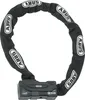 A black chain lock with a black locking mechanism is coiled on a white background. Anteprima dell’immagine prodotto