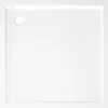 A top-down view of a white square shower tray with a drain hole in the top left corner. Náhľad obrázku produktu