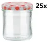 A clear glass jar with a red and white checkered lid, shown against a white background. The number '25x' is visible in the top right corner. Náhľad obrázku produktu