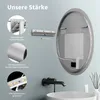 A bathroom scene showing a mirror with LED lighting and a faucet over a sink. Produktbild-Vorschau