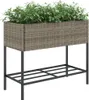 vidaXL Pflanzkübel mit Ablage Grau Poly Rattan Produktbild-Vorschau 4