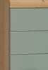 A close-up view of a cabinet with wooden trim and green drawers. Produktbild-Vorschau