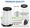 A vacuum cleaner filter is shown with descriptive text and close-up images of its features. Produktbild-Vorschau
