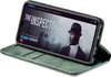 A smartphone in a green flip case is displayed, showing a movie streaming interface on its screen. Produktbild-Vorschau