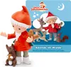 A marketing image featuring Tonies Hörfigur figures and animals in a forest setting, with text indicating a story collection. Produktbild-Vorschau