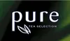 The image displays the brand name 'pure' in large white letters, with the tagline 'TEA SELECTION' below it, accompanied by a stylized leaf graphic. The background is a gradient of black to dark green. Podgląd zdjęcia produktu