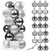 A collection of silver Christmas ornaments in a clear plastic container, with a separate display of ornaments to the right. Anteprima dell’immagine prodotto