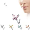 Nasenpiercing Stecker Schmetterling mit Zirkonia Gold/Klar Produktbild-Vorschau 2