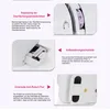 Collage of close-up images and text descriptions highlighting features of a sewing machine. Produktbild-Vorschau