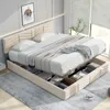 Bed met opbergruimte, 140x190 cm, beige, met fluweel, Productafbeelding-voorbeeld 5
