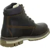 A side view of a brown leather boot. Voir les images du produit