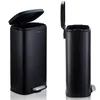 Two views of a black pedal trash can against a white background. Produktbild-Vorschau