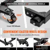 Close-up shots of a mobile base's wheels and adjustable feet, highlighting its features. Anteprima dell’immagine prodotto