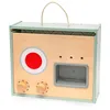 A toy radio with a handle, made of wood and painted green. Anteprima dell’immagine prodotto