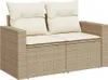 vidaXL Gartensofa mit Kissen 2-Sitzer Beige Poly Rattan Produktbild-Vorschau 1