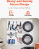 A garage wall with a slatwall system displaying various tools and tires. Produktbild-Vorschau