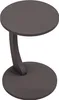 A dark gray, C-shaped side table with a round top and a round base, shown from a slightly elevated angle against a white background. Produktbild-Vorschau
