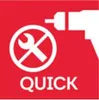 A red background with a white graphic of a drill and a crossed-out wrench, along with the word "QUICK". Voir les images du produit