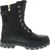 A black lace-up boot with a side zipper and faux fur lining. Produktbild-Vorschau