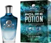 A bottle of Police Potion Power Eau de Parfum for Him and its packaging are displayed side-by-side against a white background. Podgląd zdjęcia produktu