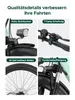 A collage of four close-up images highlighting different features of an electric bicycle. Produktbild-Vorschau