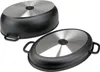 Two oval-shaped pots, viewed from the bottom, are shown against a white background. Produktbild-Vorschau