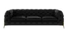 A black Chesterfield sofa with gold metal legs is shown against a white background. Produktbild-Vorschau